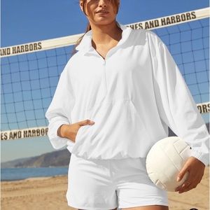 Beyond Yoga Stretch Woven In Stride Half Zip Pullover